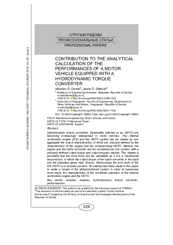 (PDF) Contribution to the analytical calculation of the performances of ...