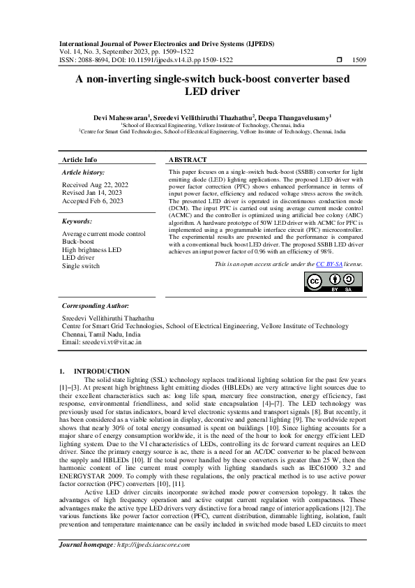 (PDF) A non-inverting single-switch buck-boost converter based LED driver