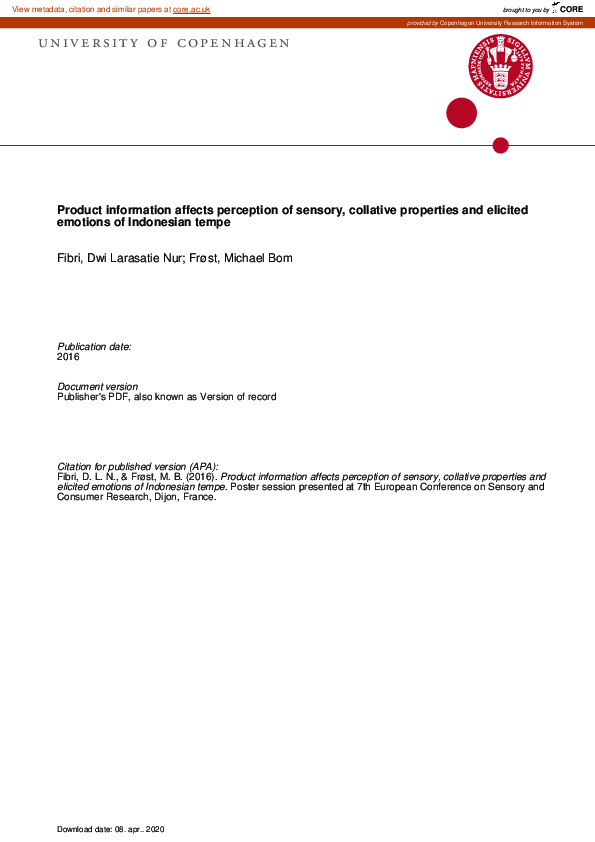 (PDF) Product information affects perception of sensory, collative ...
