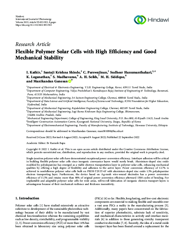 (PDF) Flexible Polymer Solar Cells with High Efficiency and Good ...