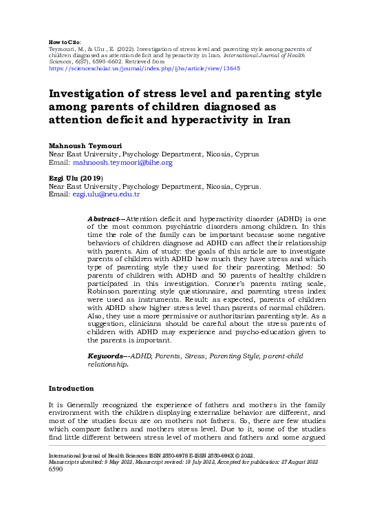 (PDF) Investigation of stress level and parenting style among parents ...