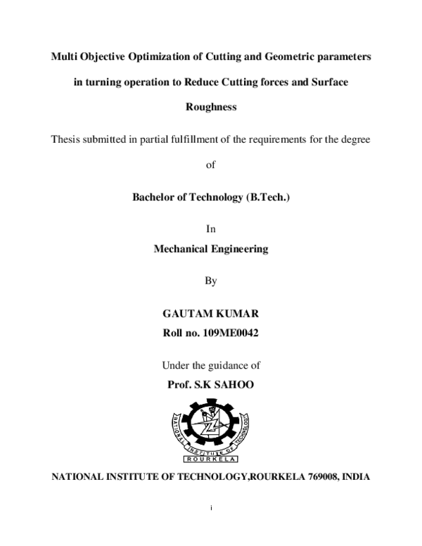 (PDF) Multi Objective Optimization of Cutting and Geometric parameters ...