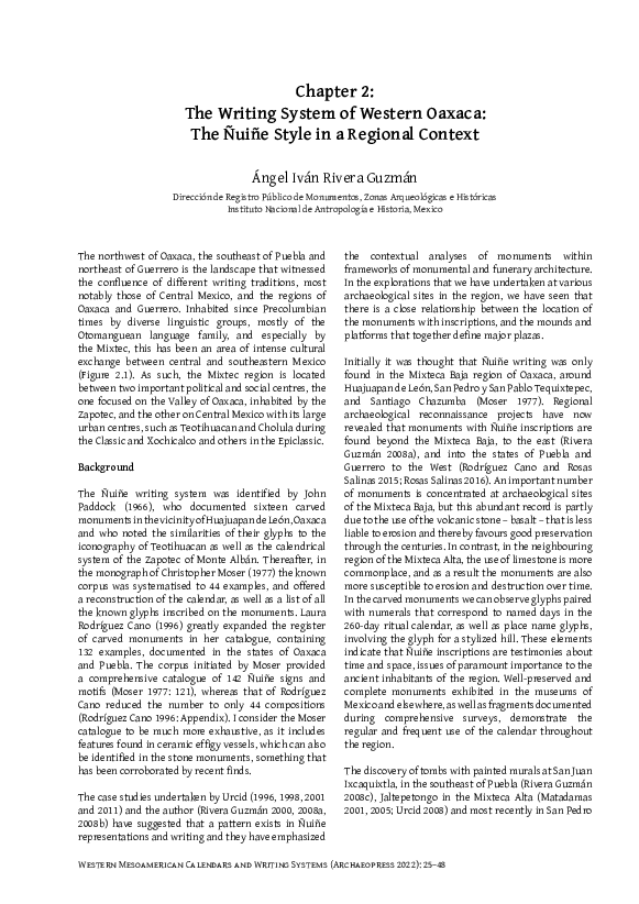 (PDF) The Writing System of Western Oaxaca: The Ñuiñe Style in a ...