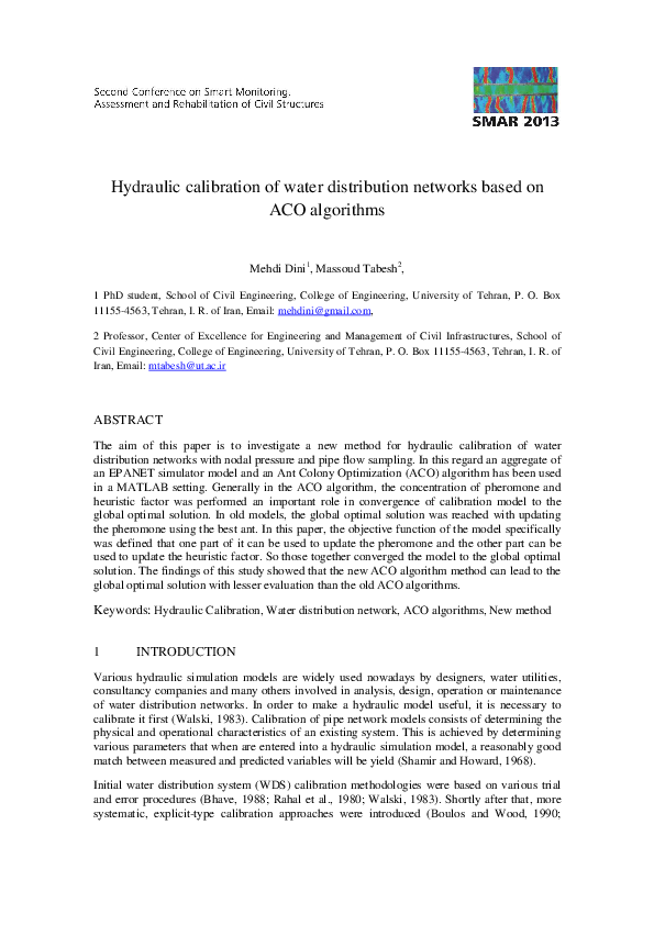 (PDF) Hydraulic calibration of water distribution network s based on ...