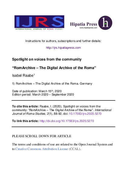 (PDF) Spotlight on voices from the community “RomArchive – The Digital ...