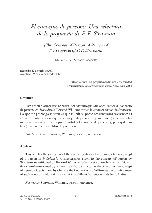 (PDF) El concepto de persona. Una relectura de la propuesta de P. F ...