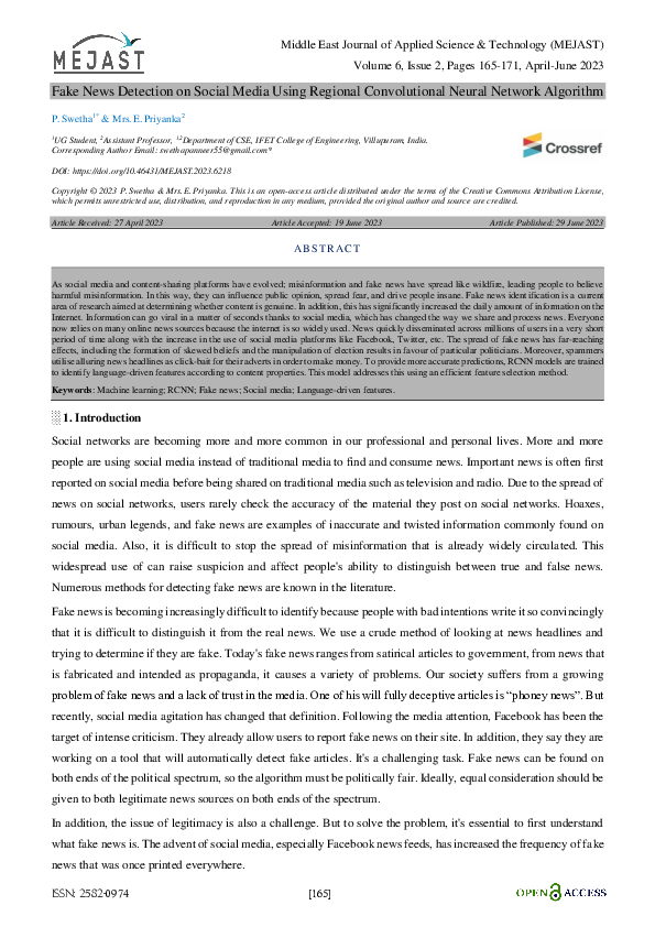 (PDF) Fake News Detection on Social Media Using Regional Convolutional ...