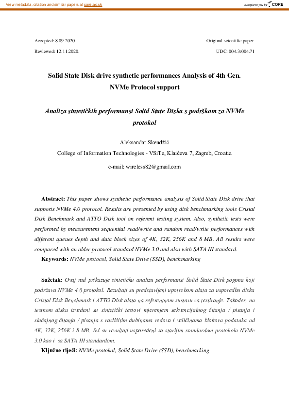(PDF) Solid State Disk drive synthetic performances Analysis of 4th Gen ...