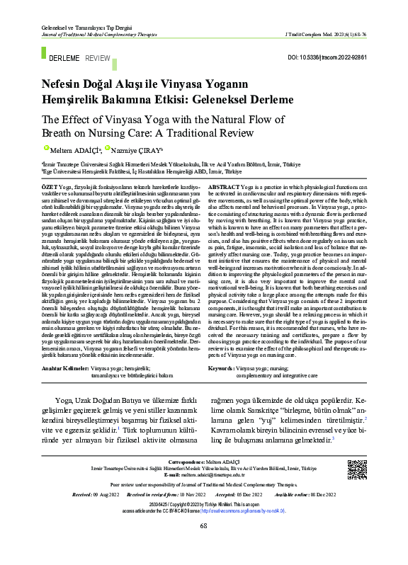 (PDF) The Effect of Vinyasa Yoga with the Natural Flow of Breath on ...