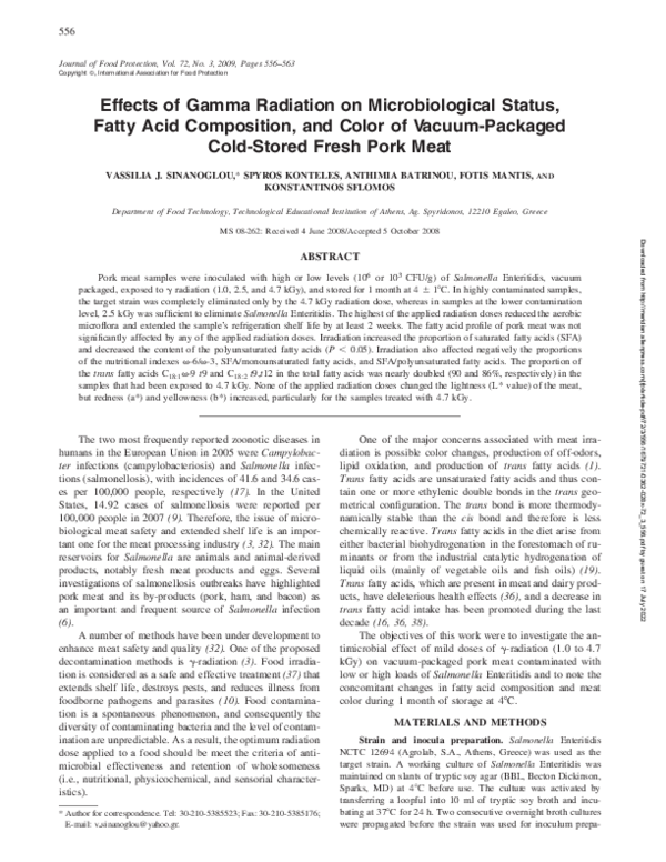 (PDF) Effects of Gamma Radiation on Microbiological Status, Fatty Acid ...