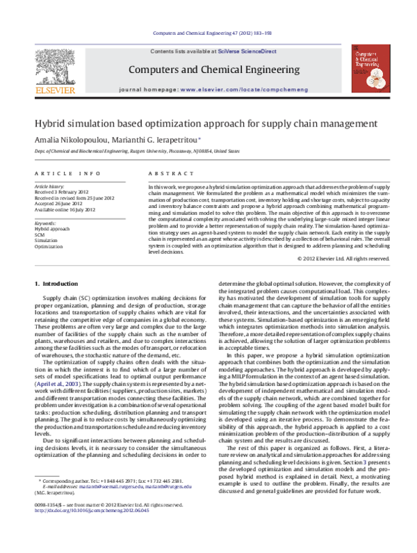 (PDF) Hybrid simulation based optimization approach for supply chain ...