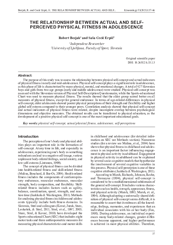 (PDF) The relationship between actual and self-perceived physical ...