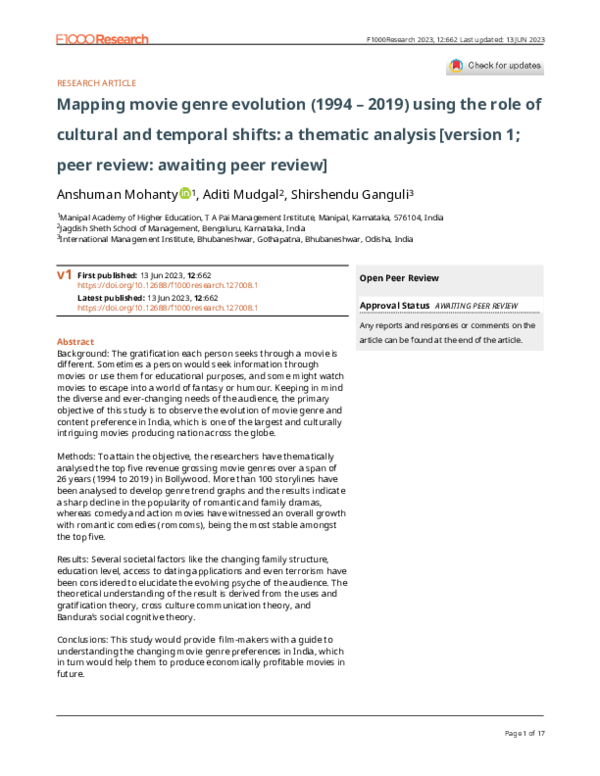 (PDF) Mapping movie genre evolution (1994 – 2019) using the role of ...