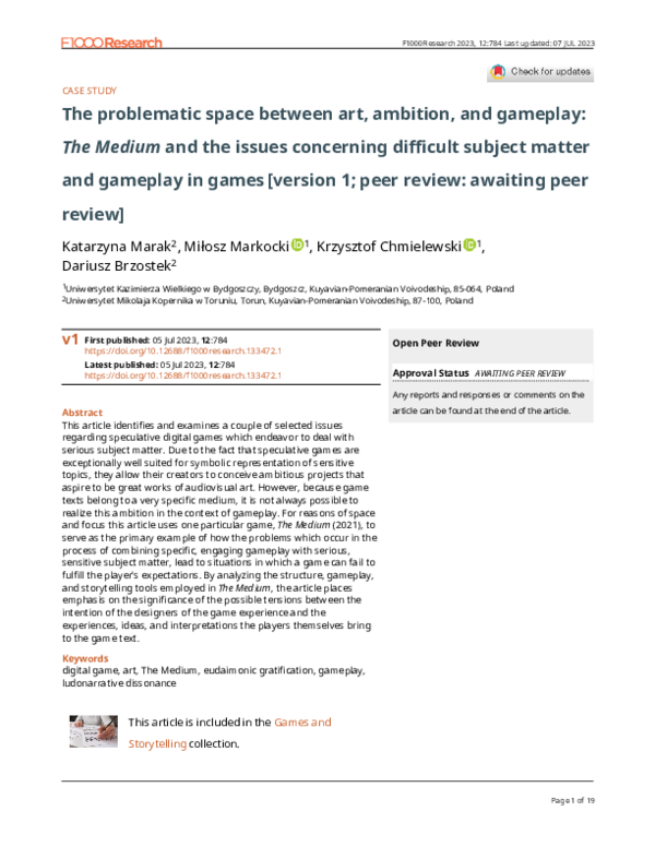 (PDF) The problematic space between art, ambition, and gameplay: The ...