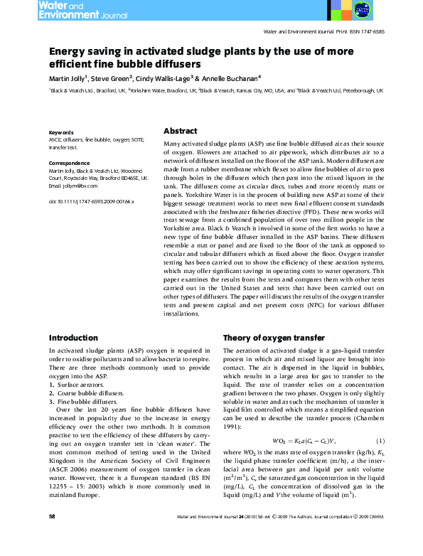 (PDF) Energy saving in activated sludge plants by the use of more ...