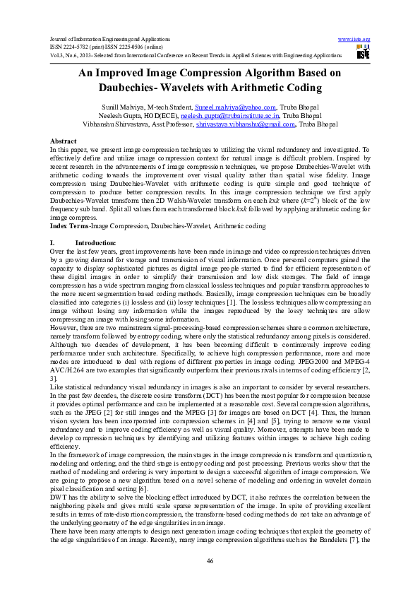 (PDF) An Improved Image Compression Algorithm Based on Daubechies ...