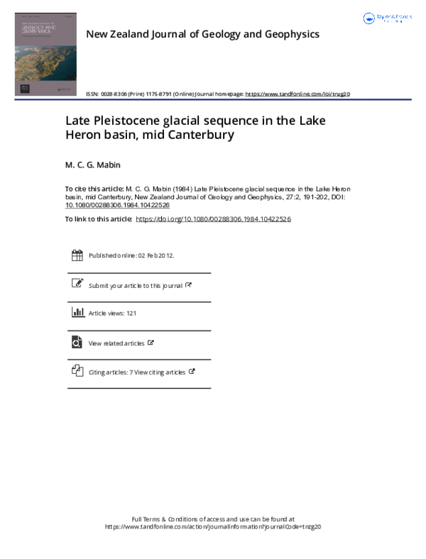 (PDF) Late Pleistocene glacial sequence in the Lake Heron basin, mid ...