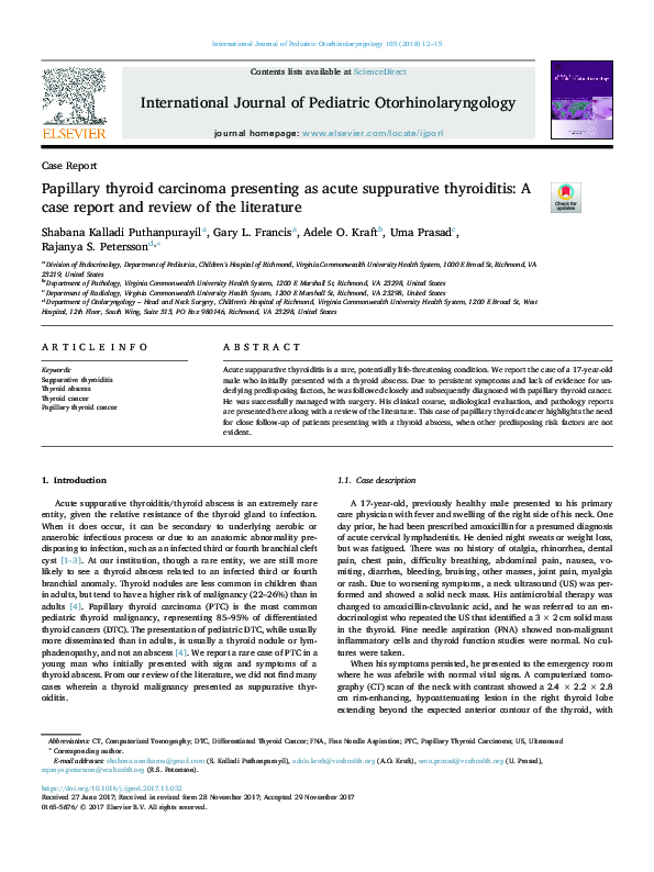(PDF) Papillary thyroid carcinoma presenting as acute suppurative ...