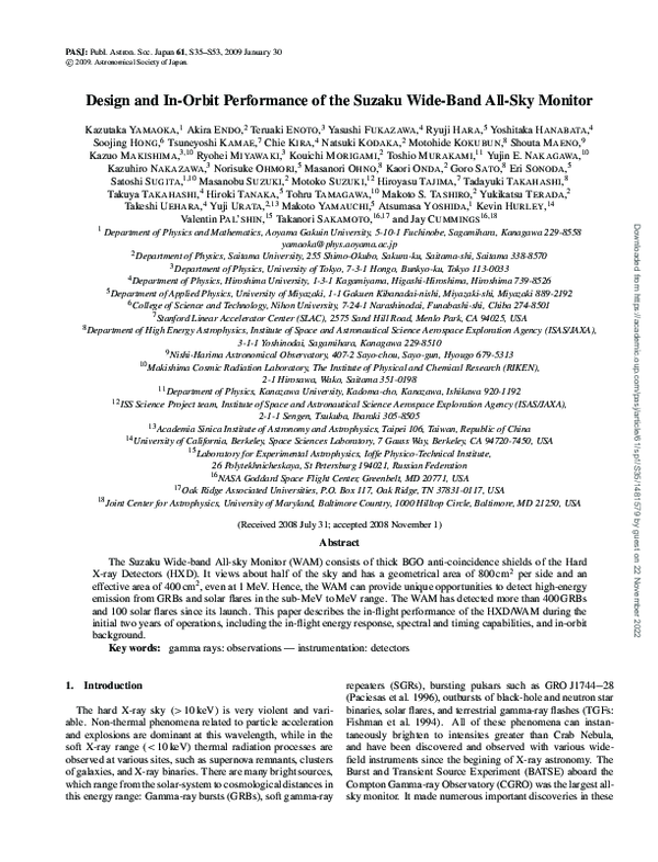 (PDF) Design and In-Orbit Performance of the Suzaku Wide-Band All-Sky ...