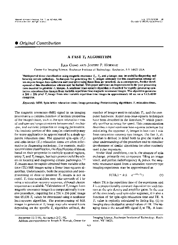 (PDF) A fast T1 algorithm