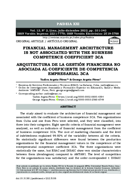 (PDF) Arquitectura De La Gestión Financiera No Asociada Al Coeficiente ...