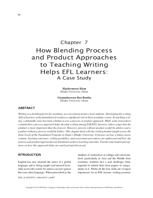 (PDF) How Blending Process and Product Approaches to Teaching Writing ...
