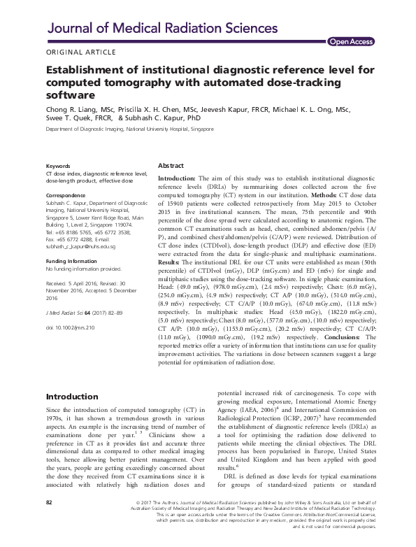 (PDF) Establishment of institutional diagnostic reference level for ...