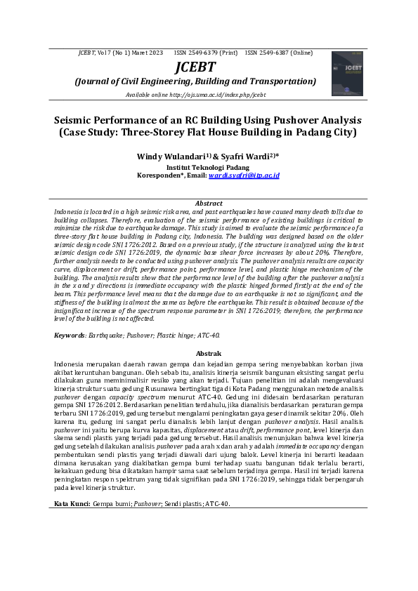 (PDF) Seismic Performance of an RC Building Using Pushover Analysis ...