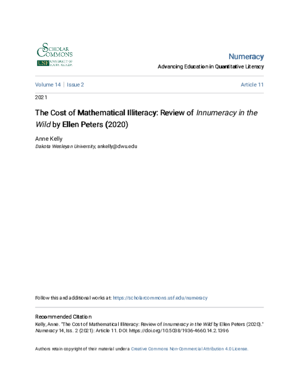 (PDF) The Cost of Mathematical Illiteracy: Review of Innumeracy in the ...