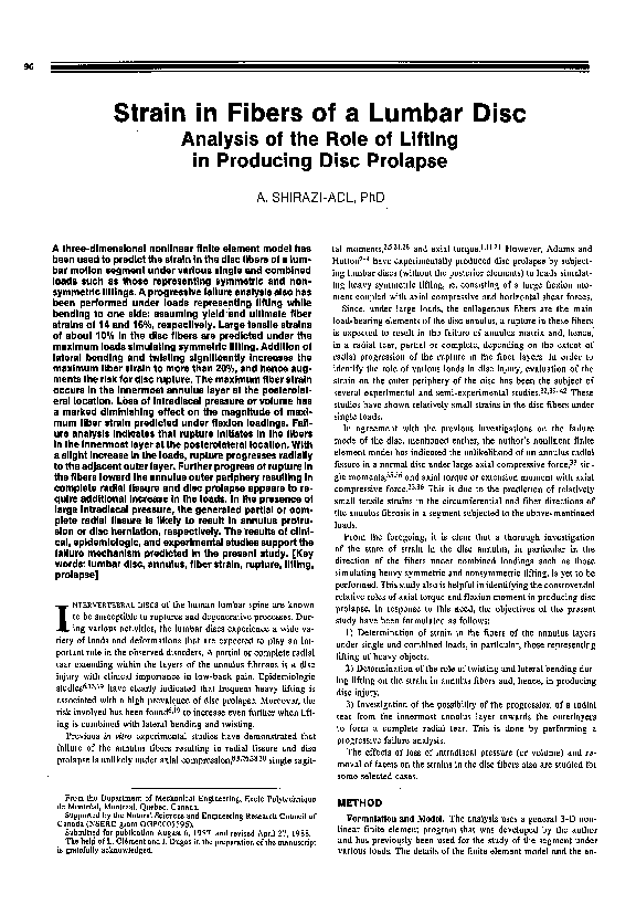 (PDF) Strain in Fibers of a Lumbar Disc