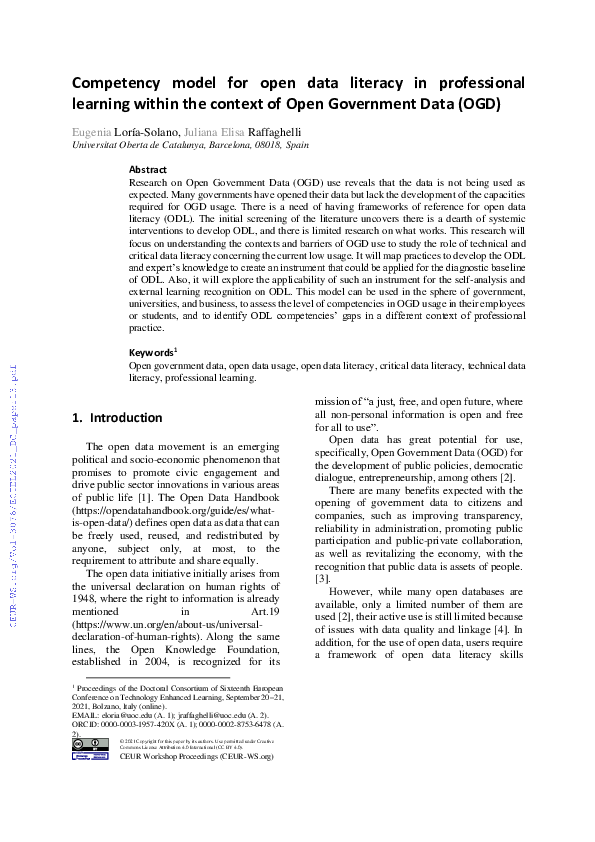 (PDF) Competency model for open data literacy in professional learning ...
