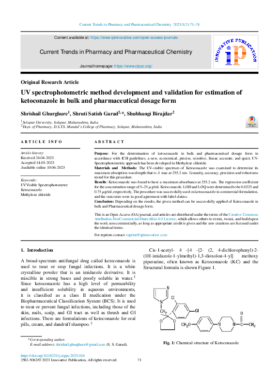 (PDF) UV spectrophotometric method development and validation for ...