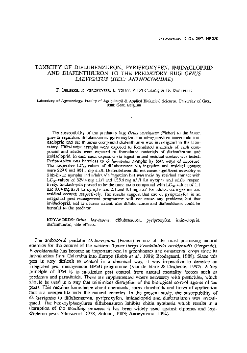 Photo inspiration: Gallery Detail: Pdf Toxicity Of Diflubenzuron Pyriproxyfen Imidacloprid And