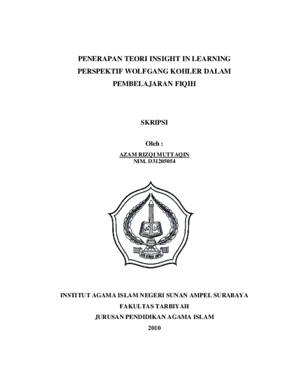 (PDF) Penerapan Teori Insight in Learning Perspektif Wolfgang Kohler ...