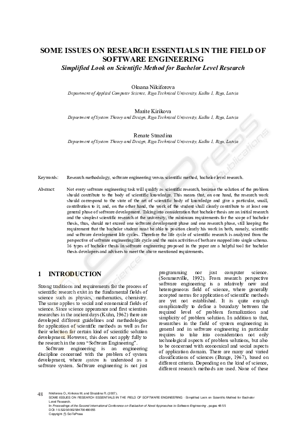 (PDF) SOME ISSUES ON RESEARCH ESSENTIALS IN THE FIELD OF SOFTWARE ...