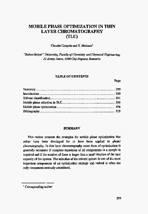 (PDF) Mobile Phase Optimization in Thin Layer Chromatography (TLC)