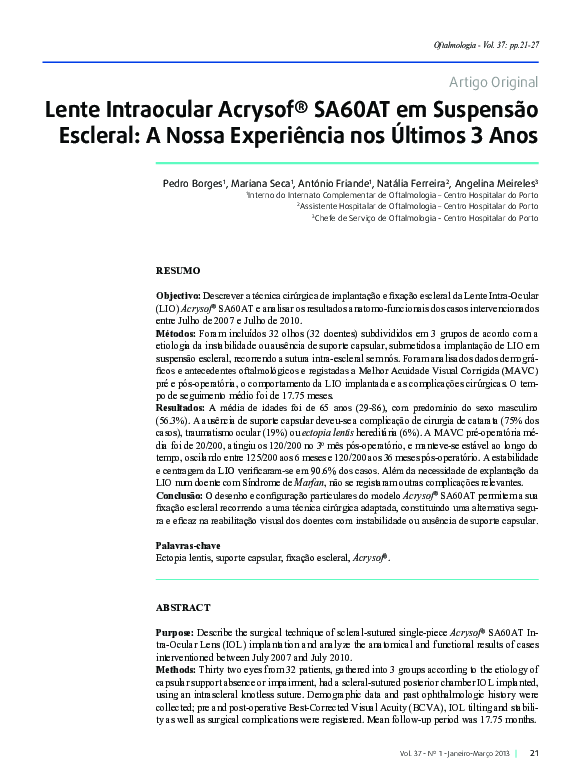 (PDF) Lente Intraocular Acrysof® SA60AT em Suspensão Escleral: A Nossa ...