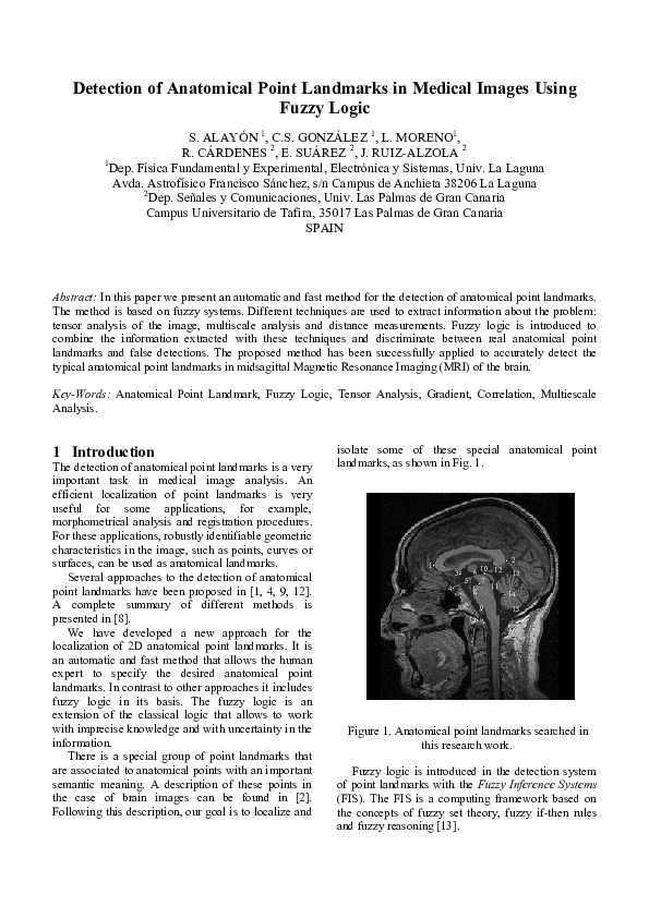 (PDF) Detection of anatomical point landmarks in medical images using ...