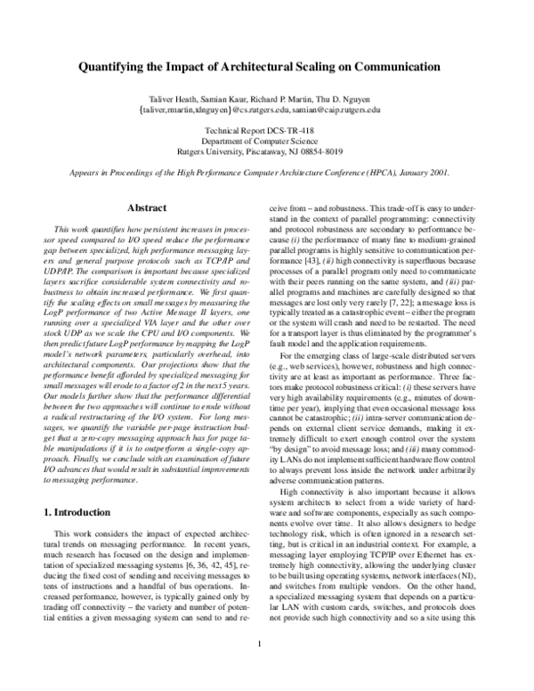 (PDF) Quantifying the impact of architectural scaling on communication