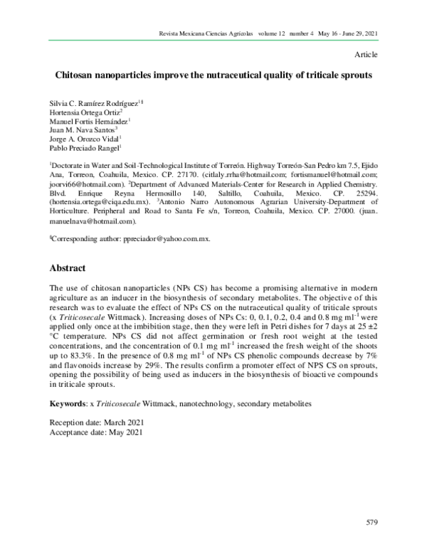 (PDF) Chitosan nanoparticles improve the nutraceutical quality of ...
