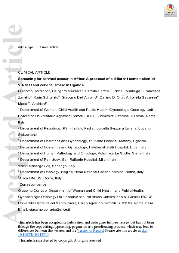 (PDF) Screening for cervical cancer in Africa: A proposal of a ...