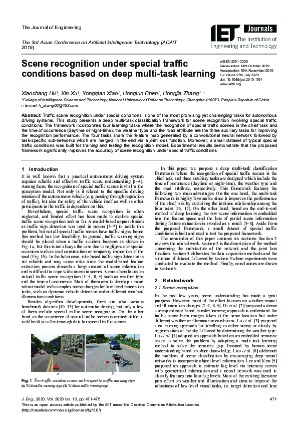 (PDF) Scene recognition under special traffic conditions based on deep ...