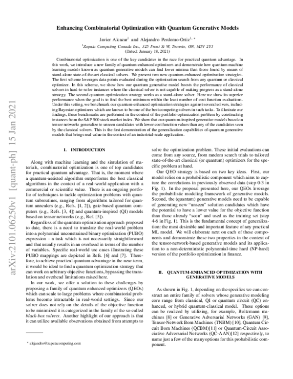 (PDF) Enhancing Combinatorial Optimization with Quantum Generative Models