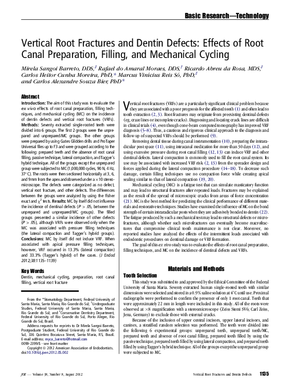 (PDF) Vertical root fractures and dentin defects: effects of root canal ...