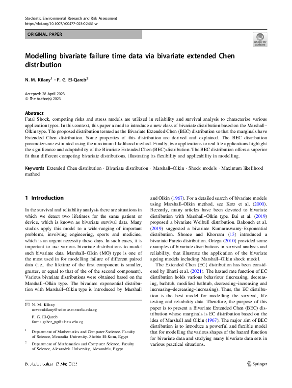 (PDF) Modelling bivariate failure time data via bivariate extended Chen ...