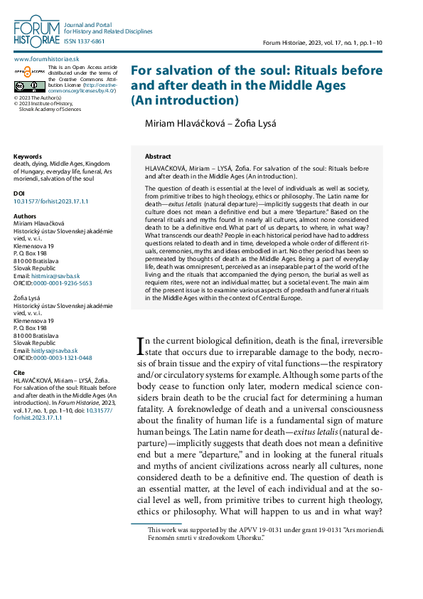 (PDF) For salvation of the soul: Rituals before and after death in the ...