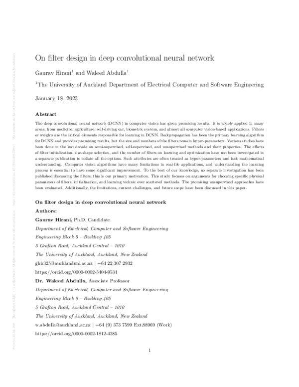 (PDF) On filter design in deep convolutional neural network