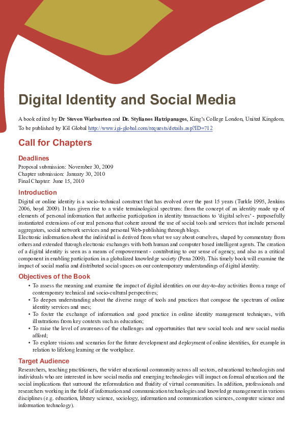 (PDF) Digital Identity and Social Media