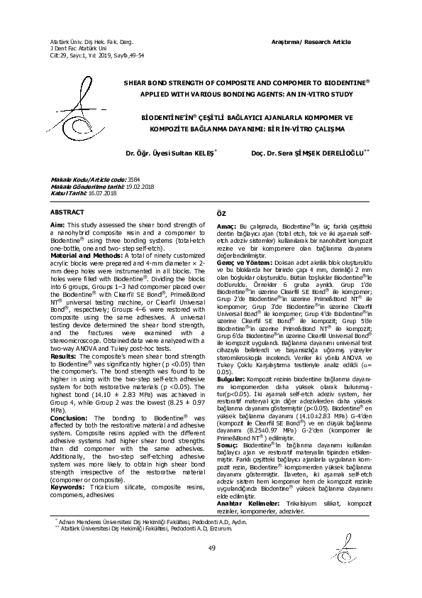 (PDF) Shear Bond Strength of Composite and Compomer to Biodentine ...