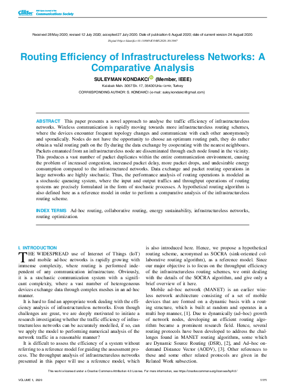 (PDF) Routing Efficiency of Infrastructureless Networks: A Comparative ...